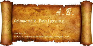 Adamcsik Benignusz névjegykártya